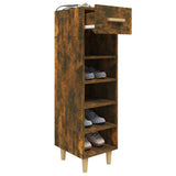 Shoe Cabinet Smoked Oak 30x35x105 cm Engineered Wood - Close-Up Angle