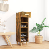 Shoe Cabinet Smoked Oak 30x35x105 cm Engineered Wood - Low Angle