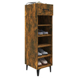Shoe Cabinet Smoked Oak 30x35x105 cm Engineered Wood - Rear View
