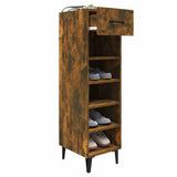 Shoe Cabinet Smoked Oak 30x35x105 cm Engineered Wood - Close-Up Angle