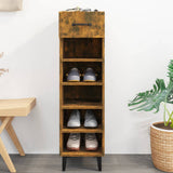 Shoe Cabinet Smoked Oak 30x35x105 cm Engineered Wood - Low Angle