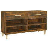 Shoe Cabinet Smoked Oak 102x35x55 cm Engineered Wood - Front View