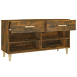 Shoe Cabinet Smoked Oak 102x35x55 cm Engineered Wood - Close-Up Angle