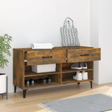 Shoe Cabinet Smoked Oak 102x35x55 cm Engineered Wood - Side View