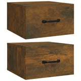 Wall-mounted Bedside Cabinets 2 pcs Smoked Oak 35x35x20 cm - Front View