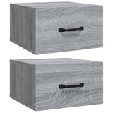 Wall-mounted Bedside Cabinets 2 pcs Grey Sonoma 35x35x20 cm - Front View