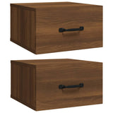 Wall-mounted Bedside Cabinets 2 pcs Brown Oak 35x35x20 cm - Front View