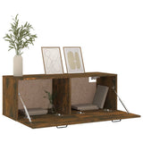Wall Cabinet Smoked Oak 100x36.5x35 cm Engineered Wood - Top-Down View