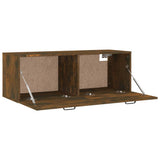 Wall Cabinet Smoked Oak 100x36.5x35 cm Engineered Wood - Close-Up Angle