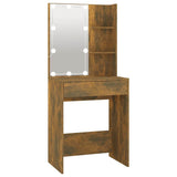 Dressing Table with LED Smoked Oak 60x40x140 cm - Front View