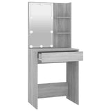 Dressing Table with LED Grey Sonoma 60x40x140 cm - Top-Down View