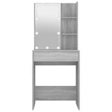 Dressing Table with LED Grey Sonoma 60x40x140 cm - 45-Degree Angle