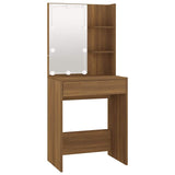 Dressing Table with LED Brown Oak 60x40x140 cm - Side View