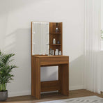 Dressing Table with LED Brown Oak 60x40x140 cm