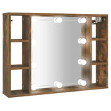 Mirror Cabinet with LED Smoked Oak 76x15x55 cm - Front View