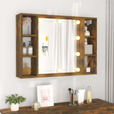 Mirror Cabinet with LED Smoked Oak 76x15x55 cm - Top-Down View