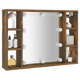 Mirror Cabinet with LED Smoked Oak 76x15x55 cm - Rear View