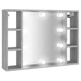 Mirror Cabinet with LED Grey Sonoma 76x15x55 cm - Front View