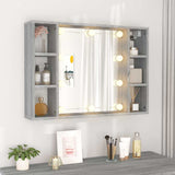 Mirror Cabinet with LED Grey Sonoma 76x15x55 cm - Side View