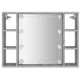 Mirror Cabinet with LED Grey Sonoma 76x15x55 cm - Rear View