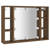 Mirror Cabinet with LED Brown Oak 76x15x55 cm - Side View