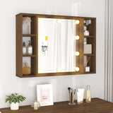 Mirror Cabinet with LED Brown Oak 76x15x55 cm - Top-Down View