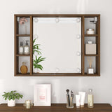 Mirror Cabinet with LED Brown Oak 76x15x55 cm - 45-Degree Angle