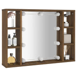 Mirror Cabinet with LED Brown Oak 76x15x55 cm - Rear View