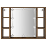 Mirror Cabinet with LED Brown Oak 76x15x55 cm - Close-Up Angle