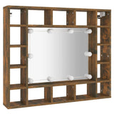 Mirror Cabinet with LED Smoked Oak 91x15x76.5 cm - Side View
