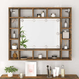 Mirror Cabinet with LED Smoked Oak 91x15x76.5 cm - 45-Degree Angle