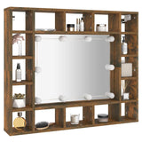 Mirror Cabinet with LED Smoked Oak 91x15x76.5 cm - Rear View
