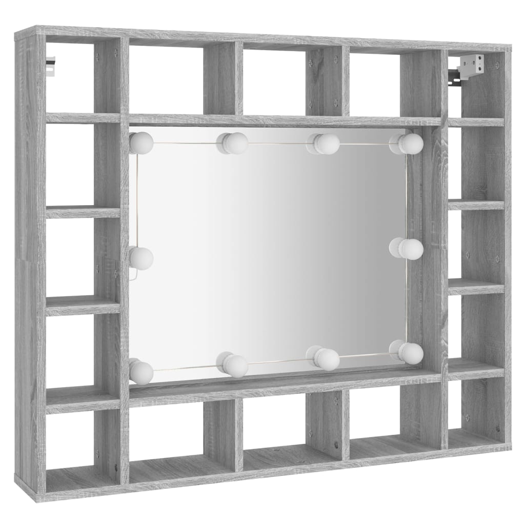 Mirror Cabinet with LED Grey Sonoma 91x15x76.5 cm