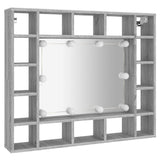 Mirror Cabinet with LED Grey Sonoma 91x15x76.5 cm