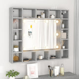 Mirror Cabinet with LED Grey Sonoma 91x15x76.5 cm - Top-Down View