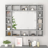 Mirror Cabinet with LED Grey Sonoma 91x15x76.5 cm
