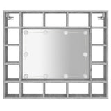 Mirror Cabinet with LED Grey Sonoma 91x15x76.5 cm - Close-Up Angle