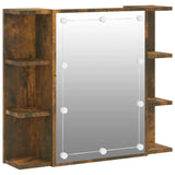 Mirror Cabinet with LED Smoked Oak 70x16.5x60 cm - Front View