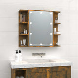 Mirror Cabinet with LED Smoked Oak 70x16.5x60 cm - Side View