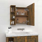 Mirror Cabinet with LED Smoked Oak 70x16.5x60 cm - 45-Degree Angle