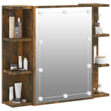 Mirror Cabinet with LED Smoked Oak 70x16.5x60 cm - Rear View