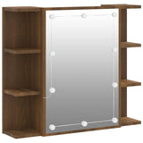 Mirror Cabinet with LED Brown Oak 70x16.5x60 cm - Front View