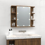 Mirror Cabinet with LED Brown Oak 70x16.5x60 cm - Side View