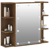 Mirror Cabinet with LED Brown Oak 70x16.5x60 cm - Rear View