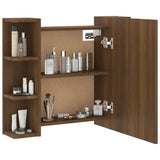 Mirror Cabinet with LED Brown Oak 70x16.5x60 cm - Close-Up Angle