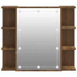Mirror Cabinet with LED Brown Oak 70x16.5x60 cm - Low Angle