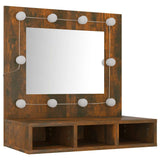 Mirror Cabinet with LED Smoked Oak 60x31.5x62 cm - Top-Down View