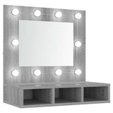 Mirror Cabinet with LED Grey Sonoma 60x31.5x62 cm - Front View