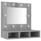 Mirror Cabinet with LED Grey Sonoma 60x31.5x62 cm - Top-Down View