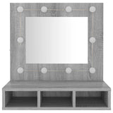 Mirror Cabinet with LED Grey Sonoma 60x31.5x62 cm